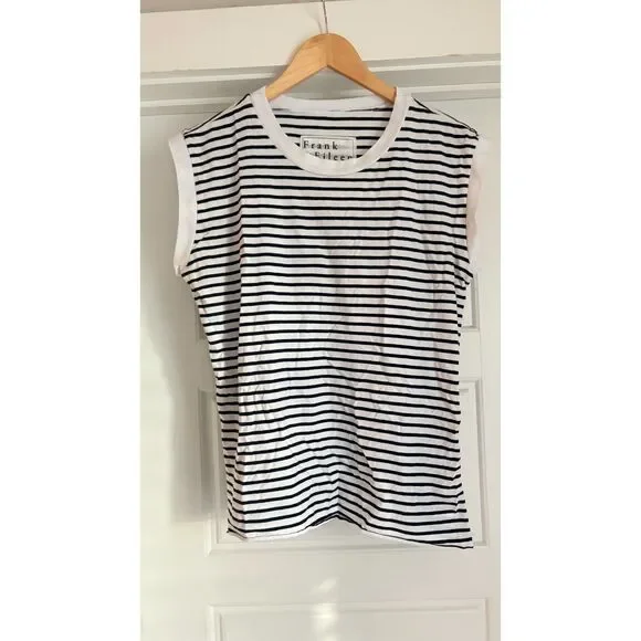 Frank & Eileen Aiden Vintage Muscle Tee Navy & White Stripe Size M - Picture 2 of 3
